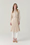 Shiny Textured Shirt with Buckle Belt and Collar Vanilla Tunic 1624