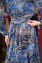 Blue Layered Patterned Chiffon Dress - 4