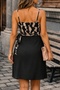Women's Strappy Double-Breasted Collared Waist-Tie Patterned Top and Diver Bottom Short Crepe Summer Dress - 4