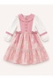 Cotton Girls' Dress with Elasticized Balloon Sleeves and Lace Detail - 2