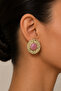 Nova Women's Pink Stone Yellow Textured Steel Stud Earrings