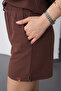 Women's Brown Comfortable Fit Zippered Sweat Shorts Summer Set - 8
