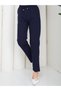 Women's Skinny Leg Elastic Waist Double Fabric Seasonal Front Tie Detailed Pocketed Trousers Black