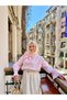 Women's Collar Tie-Up Blouse with Grass Detail and Waist Tie-Up in Pink - 3