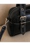Women's Shoulder Bag with Adjustable Straps and Buckle Detail, Black - 2