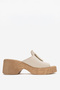 Women's wedge heel slippers real leather zy 4123 beige