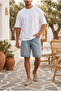 Men's Blue Denim Fabric Jean Shorts Ke-1174 - 3