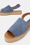 Women's Indigo Blue Suede Genuine Leather Size 36-41 Open Front Flat Sole Daily Espadrilles - 4