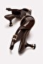 Women's Buckle-Strap Open-Back Thin Heeled Shoes Brown Yanki̇ - 3