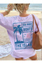 Women's Sea Wave Boats Printed Oversized T-Shirt - 2