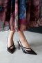 Alba Women's Heeled Wrinkled Leather Shoes Brown