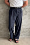 Men's Pleated Extra Baggy Fit Striped Fabric Trousers - 2