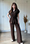 Linen Waist Tie Shirt and Trousers Brown Set - 6