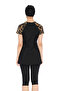 Short Sleeve Lycra Semi-Closed Swimsuit 6274 Black05 - 4