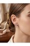 Brass Silver Color Zircon Stone Snake Heart Model Earrings - 2