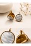 Gold Round Detailed Steel Earrings - 3