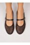 Women's Knitted Textured Ankle Strap Casual Ballerinas - 3