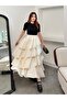 Women's Tensel Modal Fabric Layered Ruffled Maxi Skirt - 51932