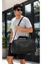 Black Faux Leather Unisex Water-Resistant Travel & Fitness & Sports Bag with Shoulder Strap - 00125