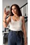 Ecru laser cut cotton tank top - 2