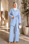 Women's Gold Accessory Detailed Tunic Pants Double Hijab Set Sb0037