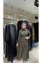 Our Green Cupra Modal Fabric Buttoned Dress Model - 2