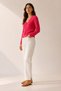 Fuchsia V-Neck 100% Organic Cotton Buttoned Women's Knitwear Cardigan - 4