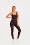 Women's Brown Color Backless Cross Strap Strapless Yoga Pilates Leggings Sports Jumpsuit - 3