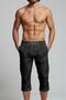 Below the Knee Long Model Water-Repellent Lycra Flexible Fabric Men's Beach Sea Capri Shorts // 945-Black