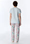 Women's Cotton Lounge Sweet Breakfast Pajama Pants Set - Light Blue - 5