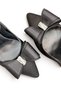 Women's Stiletto Black Satin Pointed Toe Medium Heel Evening Dress Shoes with Stone Bow F6182