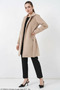 Women's Classic Collar Belted Cotton Beige Coat - 2