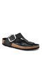 Black Women's Leather Slippers Gizeh Big Buckle Leoi - 2