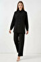 Women's Buttoned Black Hijab Suit - 6