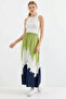 Women's Patterned Viscose Green Skirt - 6