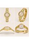 Patterned Framed Gold Dial Gold Color Metal Cord Women Wrist Watch - 4