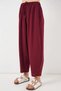 Women's High Waist Linen Burgundy Trousers - 2