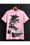 Unisex Oversize T-Shirt with Boat Print on the Beach, 100% Cotton T-Shirt, Comfortable Fit