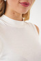 Women's High Collar Sleeveless Viscose Ecru Bodysuit - 3