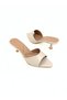 Women's Beige Thin Heeled Slippers – Open-Toe Mule Slippers Suitable for Stylish Daily and Event Outfits Vdz01023 - 8