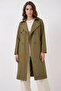 Women's Double Breasted Collar Belted Khaki Trench Coat