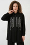 Women's Shirt Collar Patterned Viscose Black Double Set - 2