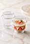25-Piece Crystal Hard Plastic Dessert Bowl with Foot, Mica 200 Cc Transparent Lid, Magnolia Presentation Plate - 5