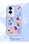 Vivo Y19 Compatible Case Camera Protector Blue Silicone Couple Phone Case Floral Pattern - 2