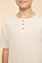 Textured T-Shirt with Henley Neck and Short Sleeves - 5
