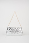 Women's Dalya Silver Star Embroidered Lined Zipper Closure Baguette Handbag