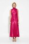 Women's Sleeveless High-Neck A-Line Midi Satin Dress %100 Viscose Unlined Elegant Night Daily Casual Modern - 4