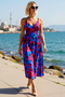 Women's Floral Patterned Viscose Woven Maxi Beach Dress Thin Straps V-Neck Tie Detail Casual Comfortable - 2