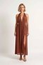 Women's Sleeveless Halter Neck Deep Back Cutout Maxi Beach Dress Crinkle Woven Casual Comfortable - 3
