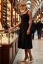 Women's Midi Length Square Neck Thick Strap Sleeveless Scuba Crepe Dress Expanding Waist Elegant Casual Comfortable